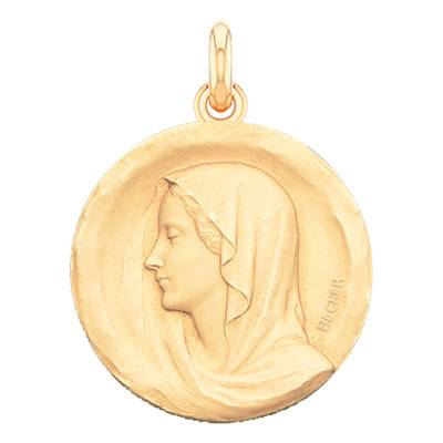 Virgin Regina Profile 750/1000 Yellow Gold Medal, Diameter 15 mm to 28 mm - Becker