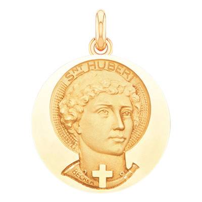 Médaille Saint Hubert Or Jaune 750, Diamètre 15 mm à 20 mm - Becker