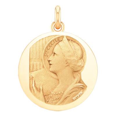 Médaille Sainte Cécile Or Jaune 750, Diamètre 15 mm à 20 mm - Becker