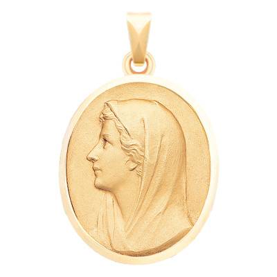 Médaille Vierge Au Voile Or Jaune 750, Diamètre 27 mm - Becker