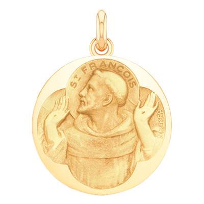 Médaille Saint François d'Assise Or Jaune 750, Diamètre 15 mm à 20 mm - Becker