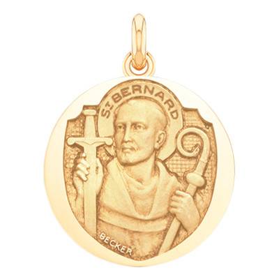 Médaille Saint Bernard Or Jaune 750, Diamètre 15 mm à 20 mm - Becker
