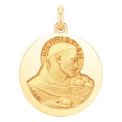 Médaille Saint Christian Or Jaune 750, Diamètre 15 mm à 20 mm - Becker