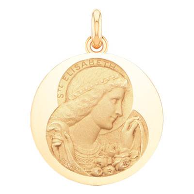 Médaille Sainte Elisabeth Or Jaune 750, Diamètre 15 mm à 20 mm - Becker