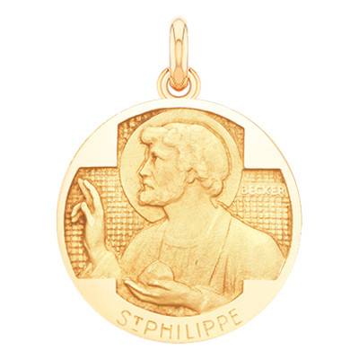 Médaille Saint Philippe Or Jaune 750, Diamètre 15 mm à 20 mm - Becker
