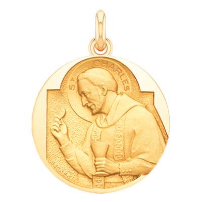 Médaille Saint Charles Or Jaune 750, Diamètre 15 mm à 20 mm - Becker