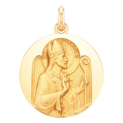 Médaille Saint Hugues Or Jaune 750, Diamètre 15 mm à 20 mm - Becker