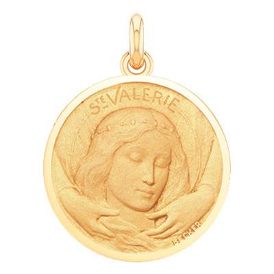 Médaille Sainte Valérie Or Jaune 750, Diamètre 15 mm ou 18 mm - Becker