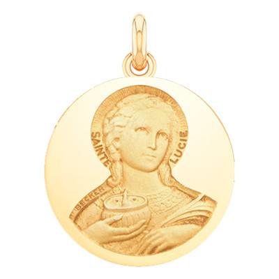 Médaille Sainte Lucie Or Jaune 750, Diamètre 15 mm à 20 mm - Becker