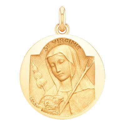 Médaille Sainte Virginie Or Jaune 750, Diamètre 15 mm à 20 mm - Becker