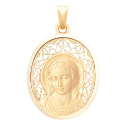 Médaille Vierge Amabilis Ajourée en Or Jaune 750, Diamètre 24 mm - Becker