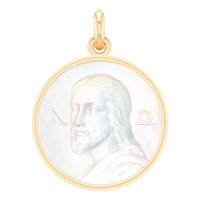 Médaille Christ Catacombes Nacre & Or Jaune 750, Diamètre 18 mm à 22 mm - Becker