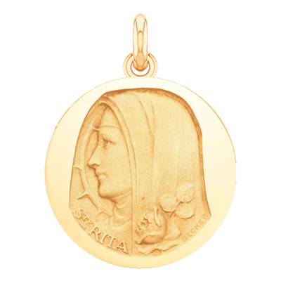 Médaille Sainte Rita Or Jaune 750, Diamètre 15 mm à 20 mm - Becker