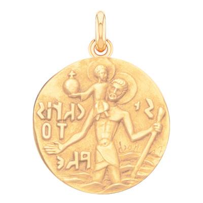 Médaille Saint Christophe de Roch Or Jaune 750, Diamètre 17 mm à 27 mm - Becker