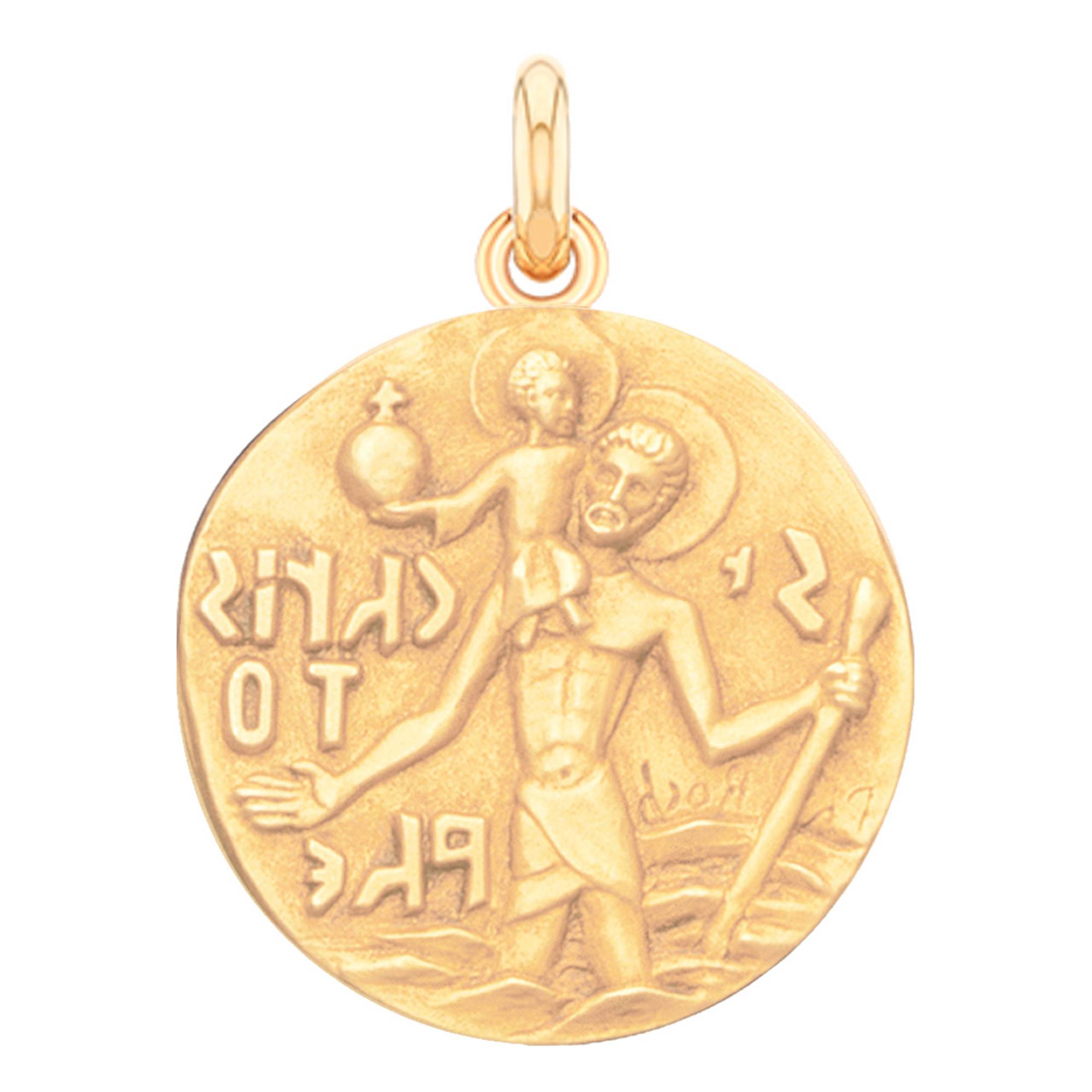 ANCIENNE MEDAILLE RELIGIEUSE Saint Christophe En Metal Doré EUR 7,00