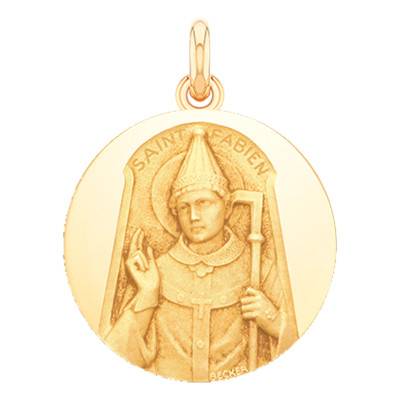 Médaille Saint Fabien Or Jaune 750, Diamètre 15 mm à 20 mm - Becker