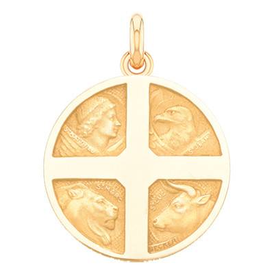 750/1000 Yellow Gold The 4 Evangelists Medal, Diameter 15 mm or 18 mm - Becker