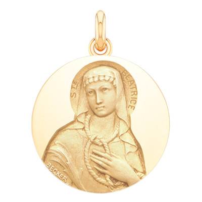 Médaille Sainte Béatrice Or Jaune 750, Diamètre 15 mm à 20 mm - Becker