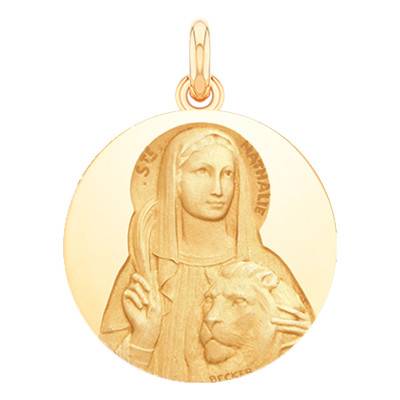 Médaille Sainte Nathalie Or Jaune 750, Diamètre 15 mm à 20 mm - Becker