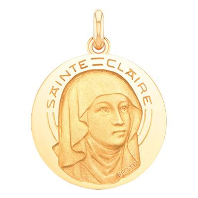 Médaille Sainte Claire Or Jaune 750, Diamètre 15 mm à 20 mm - Becker