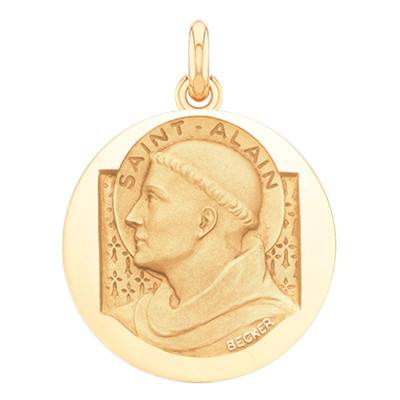 Médaille Saint Alain Or Jaune 750, Diamètre 15 mm à 20 mm - Becker