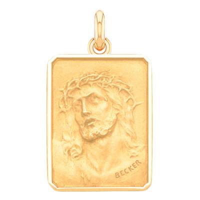 Médaille Rectangulaire Christ Ecce Homo Or Jaune 750 - Becker
