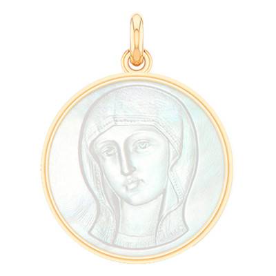 Médaille Vierge Byzantine Nacre & Or Jaune 750, Diamètre 18 mm à 22 mm - Becker