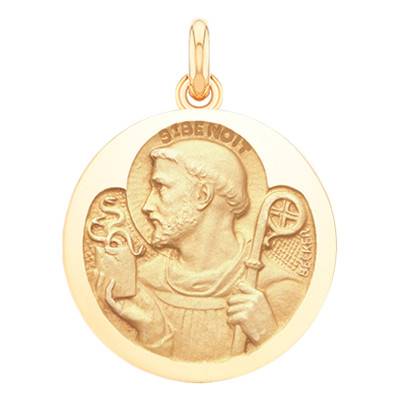 Médaille Saint Benoit Or Jaune 750, Diamètre 15 mm à 20 mm - Becker
