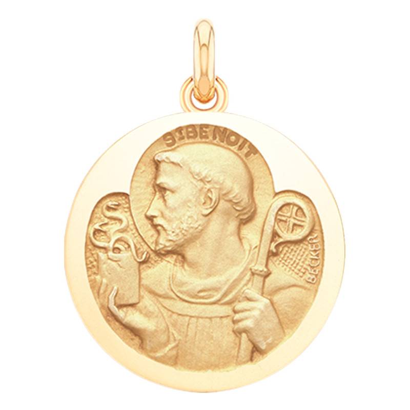 Saint Benedict Medal 750/1000 Yellow Gold, Diameter 15 mm to 20 mm - Becker