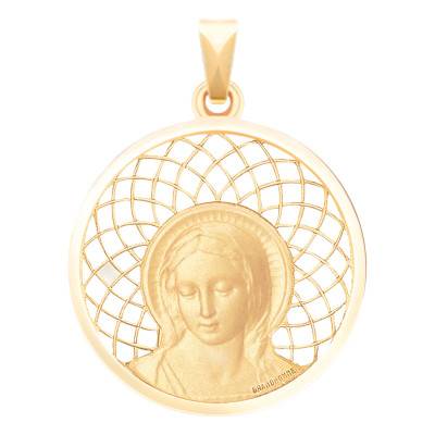 Médaille Vierge Amabilis Ajourée Or Jaune 750, Diamètre 27 mm - Becker