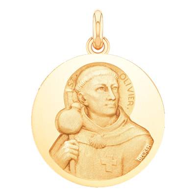 Médaille Saint Olivier Or Jaune 750, Diamètre 15 mm à 20 mm - Becker