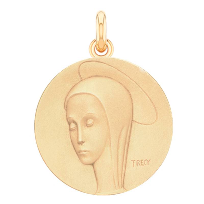 18K Yellow Gold Virgin Mary Domina Medal, Diameter 17 mm to 23 mm - Becker