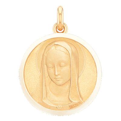 Médaille Vierge Santa Madona Ronde Or Jaune 750, Diamètre 15 à 22 mm - Becker
