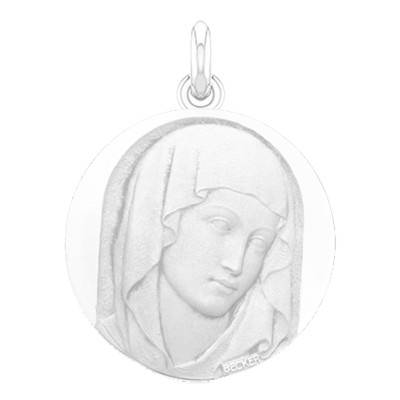 Médaille Vierge XIII Ronde Or Blanc 750, Diamètre 15 mm à 22 mm - Becker