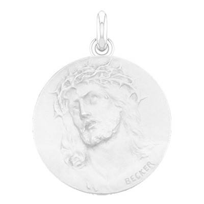 Médaille Ronde Christ Ecce Homo Or Blanc 750, Diamètre 15 mm à 22 mm - Becker