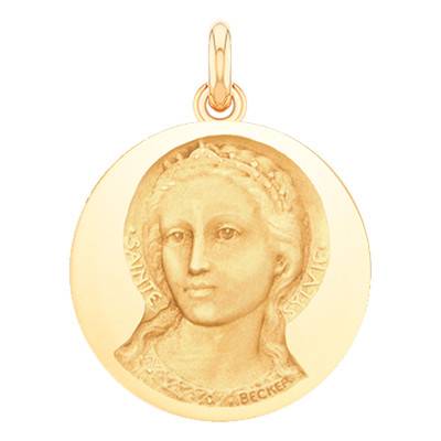 Médaille Sainte Sylvie Or Jaune 750, Diamètre 15 mm à 20 mm - Becker