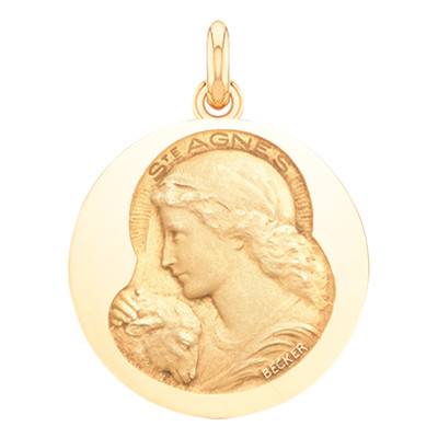 Médaille Sainte Agnès Or Jaune 750, Diamètre 15 mm à 20 mm - Becker