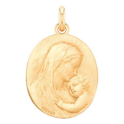 Médaille Vierge Maternité Ovale Or Jaune 750, Diamètre 18 mm à 25 mm - Becker