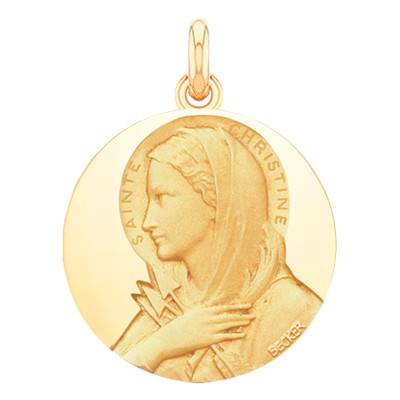 Médaille Sainte Christine Or Jaune 750, Diamètre 15 mm à 20 mm - Becker