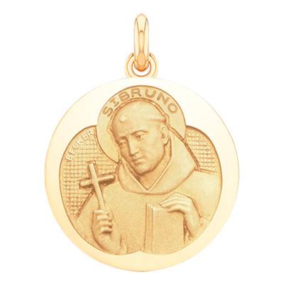 Médaille Saint Bruno Or Jaune 750, Diamètre 15 mm à 20 mm - Becker