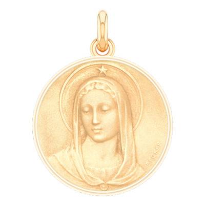 Médaille Ronde Vierge Maris Stella Or Jaune 750, Diamètre 16 mm - Becker