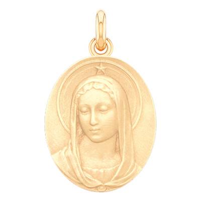 Médaille Vierge Maris Stella Ovale Or Jaune 750, Diamètre 18 mm à 25 mm - Becker