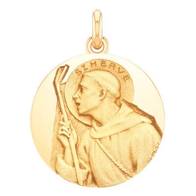Médaille Saint Hervé Or Jaune 750, Diamètre 15 mm à 20 mm - Becker