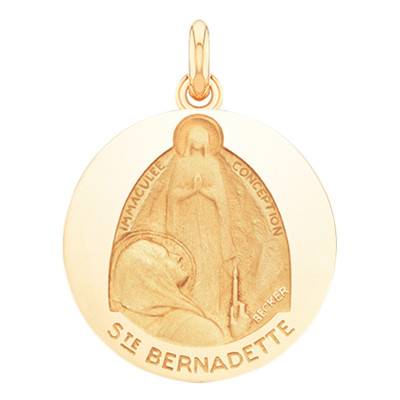 750 Yellow Gold Saint Bernadette Ecstasy Medal, Diameter 15 mm to 20 mm - Becker