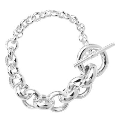 Gloria Silver 925 Rolo Chain Bracelet, Length 20 cm - Clio Blue