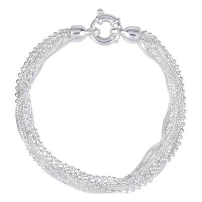 925 Silver Bernadette Multi-Chain Bracelet, Length 18.50 cm - Clio Blue