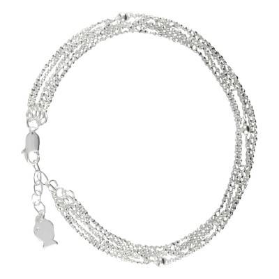 925 Silver Multi-Bead Chain Ninon Bracelet, Length 16 cm to 18 cm - Clio Blue