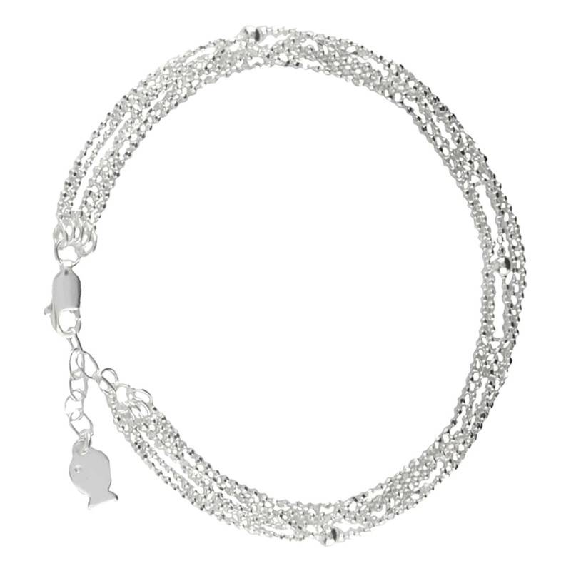 925 Silver Multi-Bead Chain Ninon Bracelet, Length 16 cm to 18 cm - Clio Blue