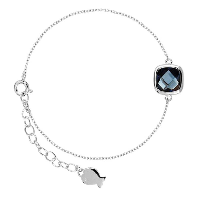 925 Silver Sissi Sapphire Blue Bracelet, Adjustable Length 18.5 cm - Clio Blue