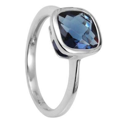 Bague Sissi Bleu Saphir 8 x 8 mm en Argent - Clio Blue